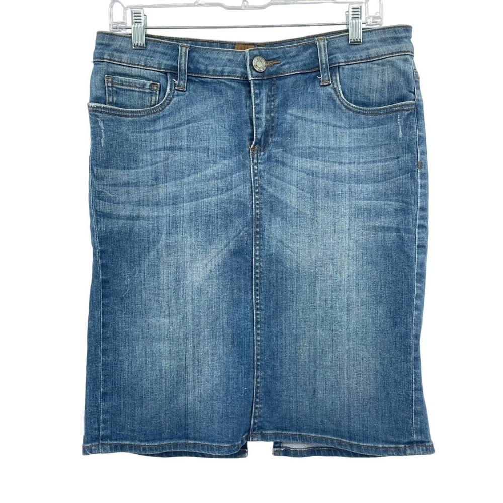 Kut from the Kloth Blue Denim Knee-Length Pencil Skirt